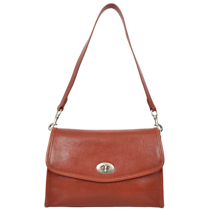 Women's Genuine Leather Flap-Over Crossbody Shoulder Bag with 2-in-1 Style Arden Burgundy