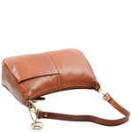Womens Classic Leather Shoulder Cross Body Bag ATHENS Cognac 4
