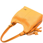 Womens Leather Shoulder Zip Opening Large Hobo Bag Kimberly Yellow 5