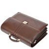 Mens Real Leather Briefcase Classic Bag Organiser CARTER Brown 6