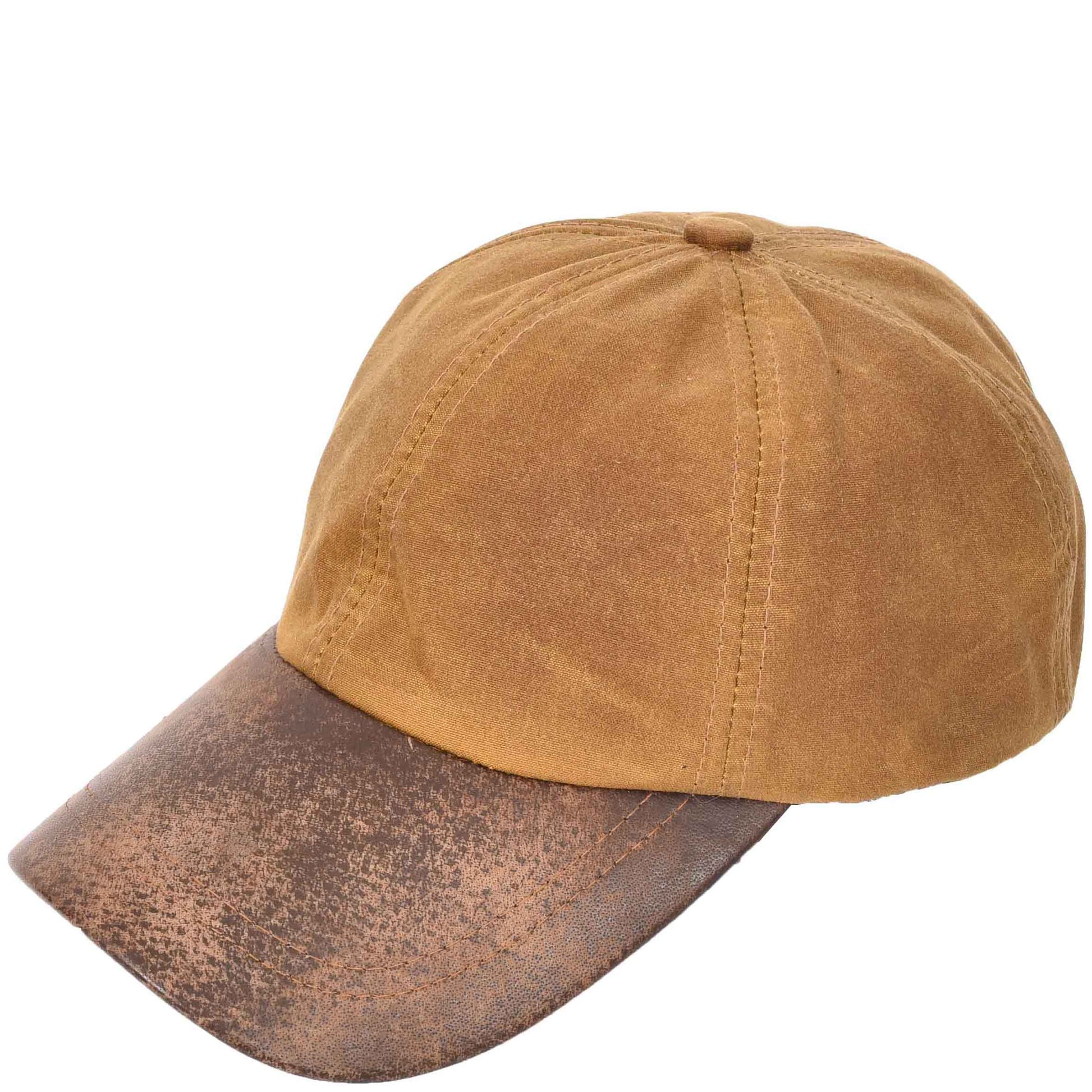 Classic Hat Leather Canvas Baseball Cap Tan 5