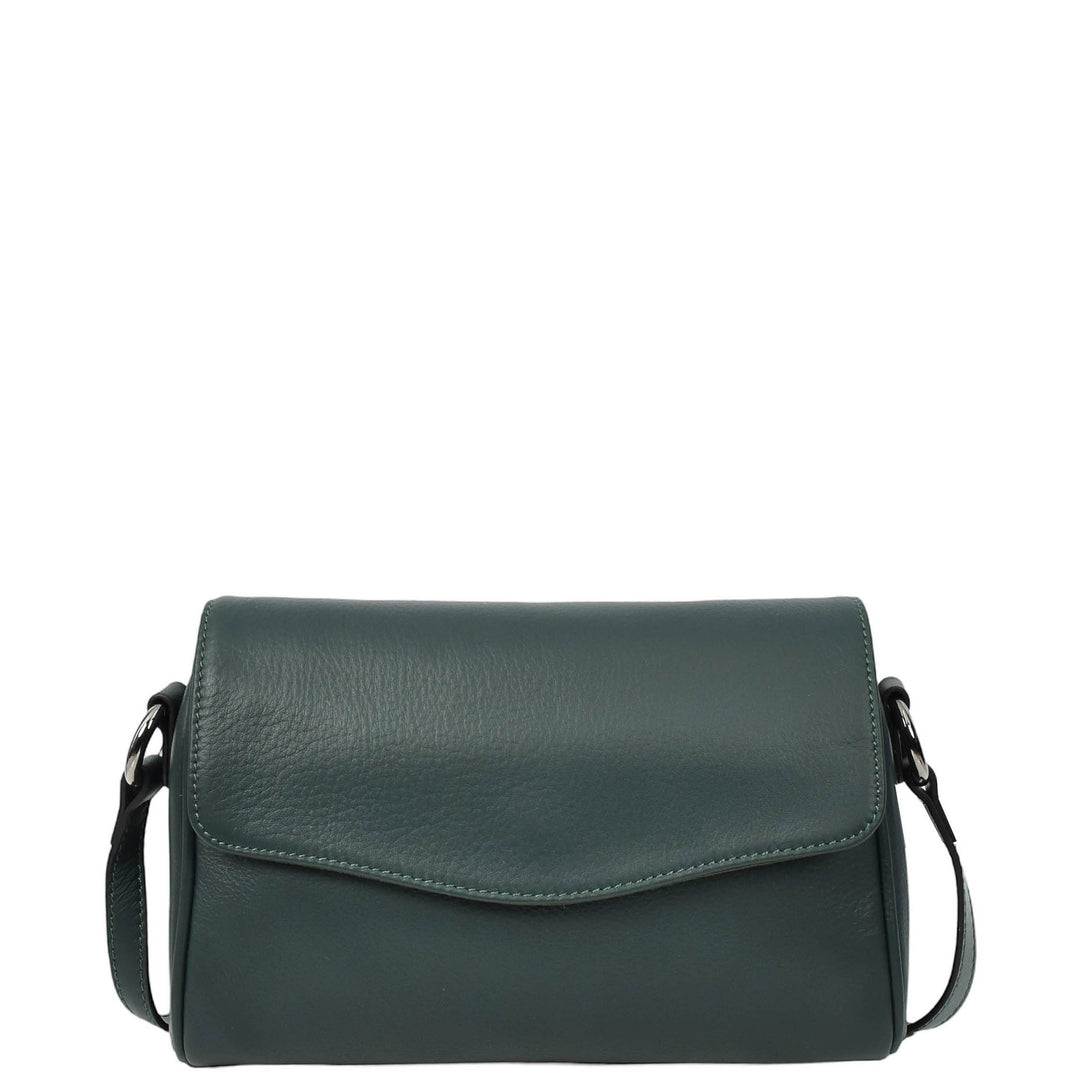Womens Real Leather Cross Body Bag Small Organiser Classic Style Colette Green-3