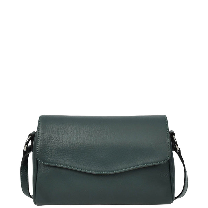 Womens Real Leather Cross Body Bag Small Organiser Classic Style Colette Green-3