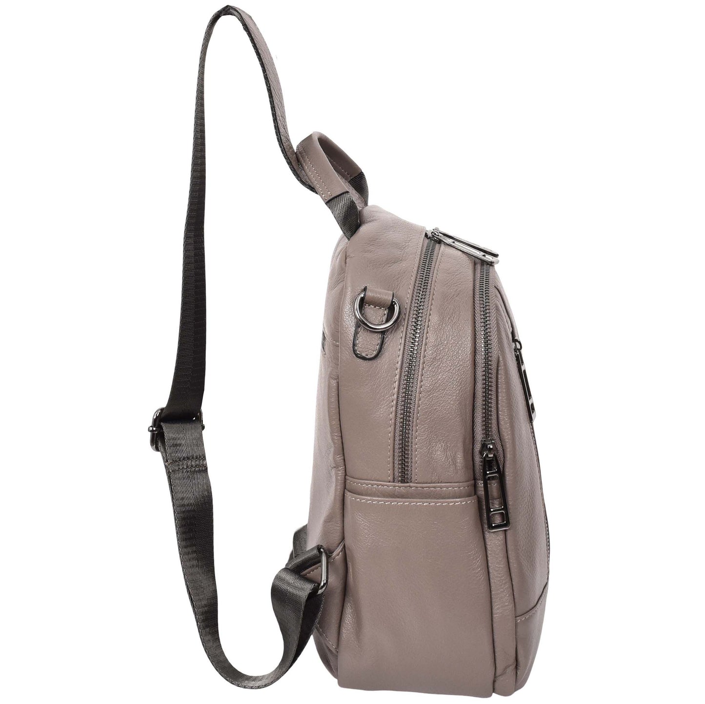 Womens Real Leather Casual Backpack Victoria Grey 4