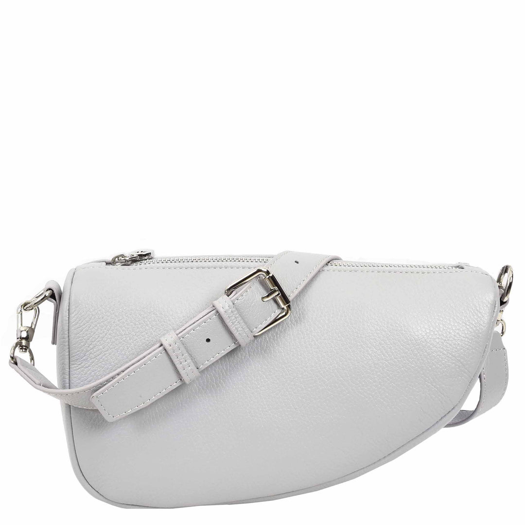 Women's Real Leather Crossbody Bag Half-Moon Style Agnes Blue 3