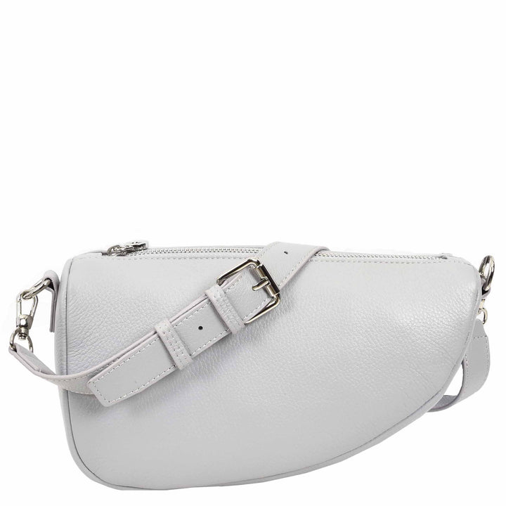 Women's Real Leather Crossbody Bag Half-Moon Style Agnes Blue 3