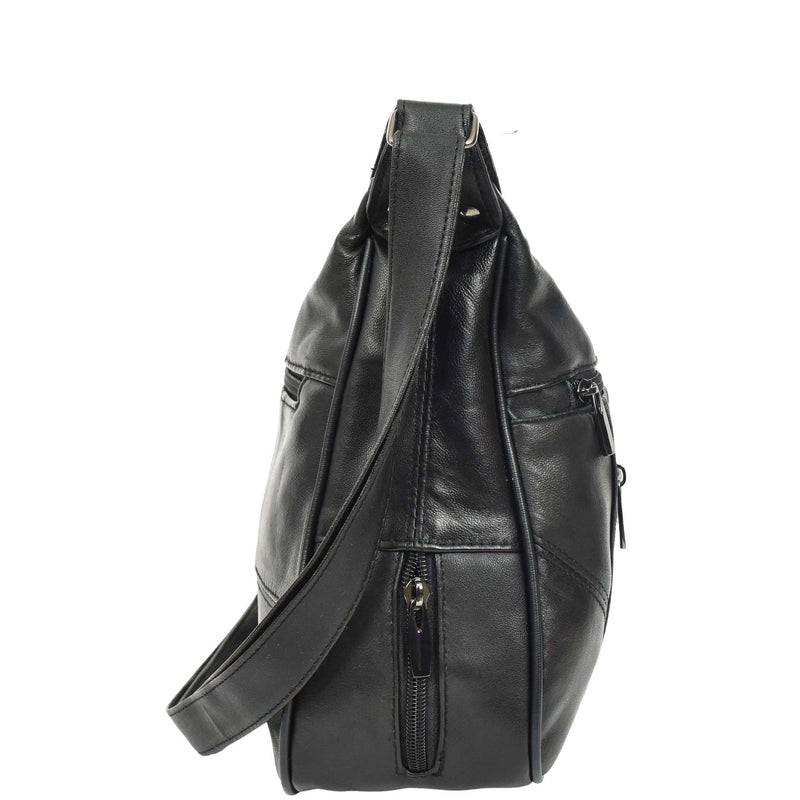 Real Leather Large Size Shoulder Bag Cross Body HOL0991 Black 5