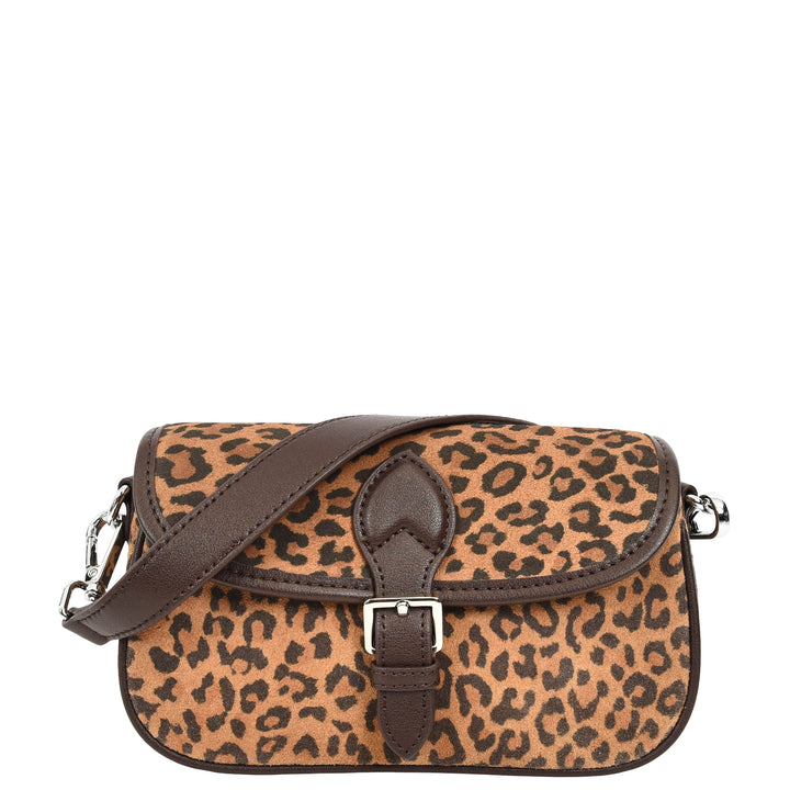 Women’s Real Suede Crossbody Bag Small Handbag Elodie Leopard Print 8
