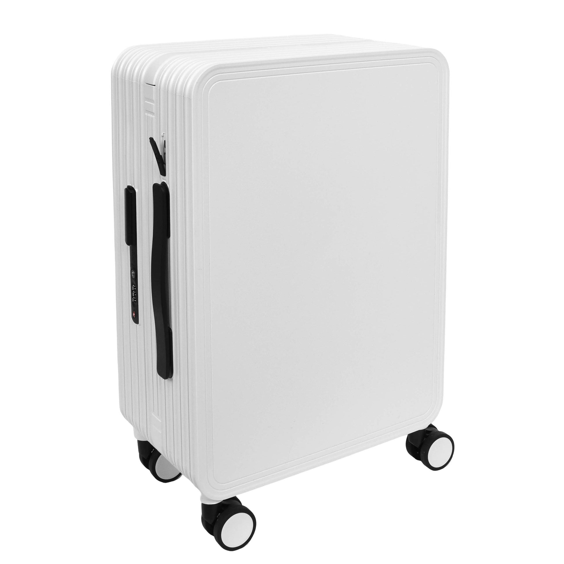 20" Cabin Size USB Port Suitcase Four Wheels Hard Shell Luggage Expedition White-6