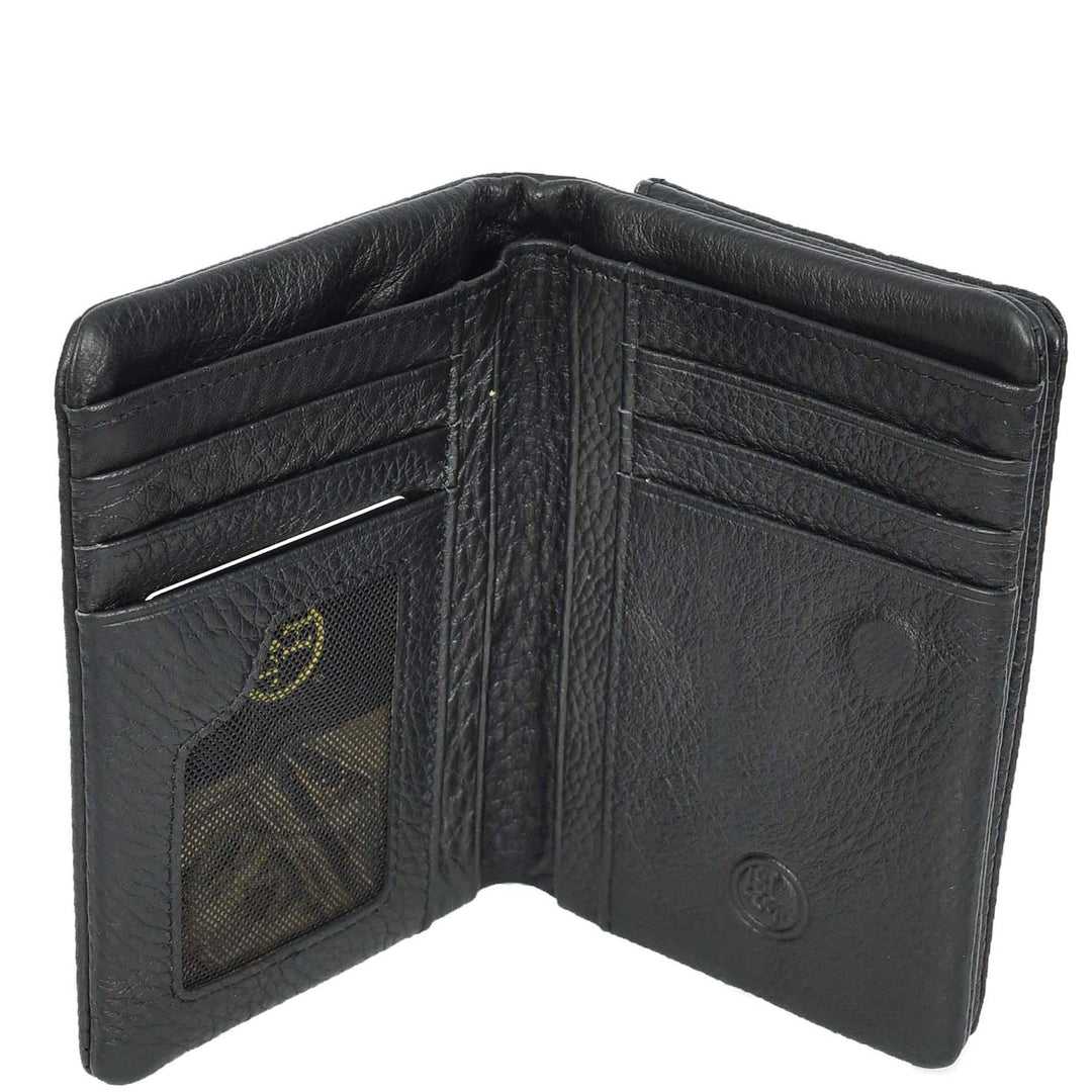 Womens Real Leather Purse Large Bifold Wallet Coins Banknotes Card Holder Orsha Black-6