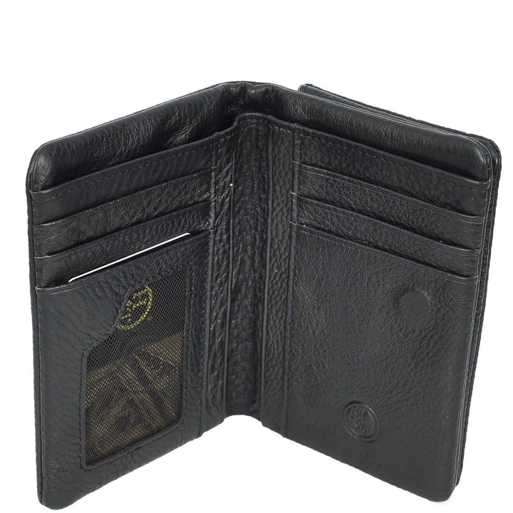 Womens Real Leather Purse Large Bifold Wallet Coins Banknotes Card Holder Orsha Black-6