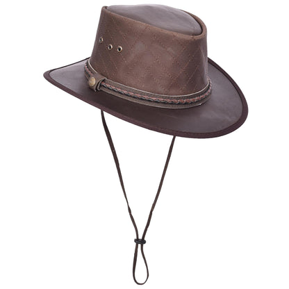 Real Leather Australian Bush Hat Outback Traveller Cowboy Style HL3341 Brown-1