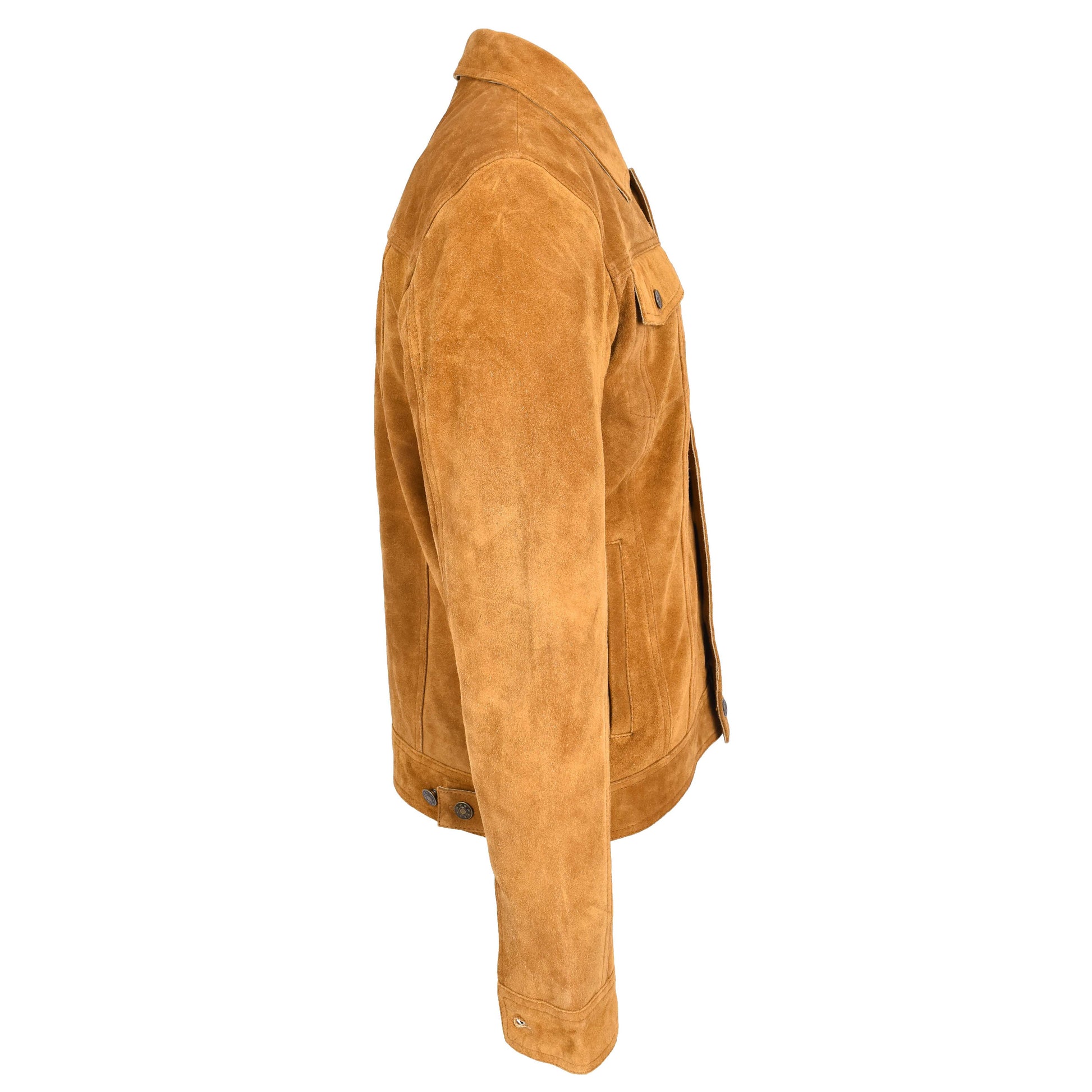 Mens Real Suede Trucker Jacket Lee Rider Style Timmy Tan-3