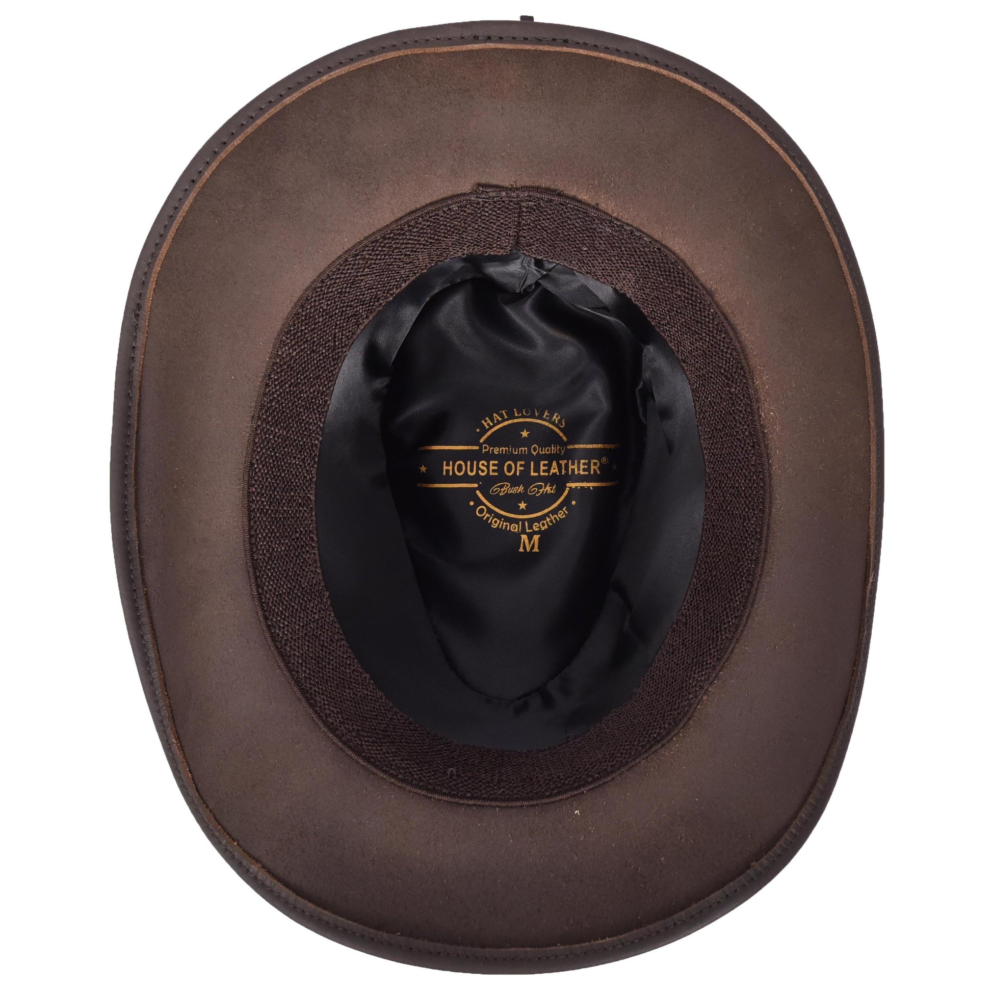 Real Leather Bullet Ornament Cowboy Western Australian Bush Hat HL3345 Brown-5