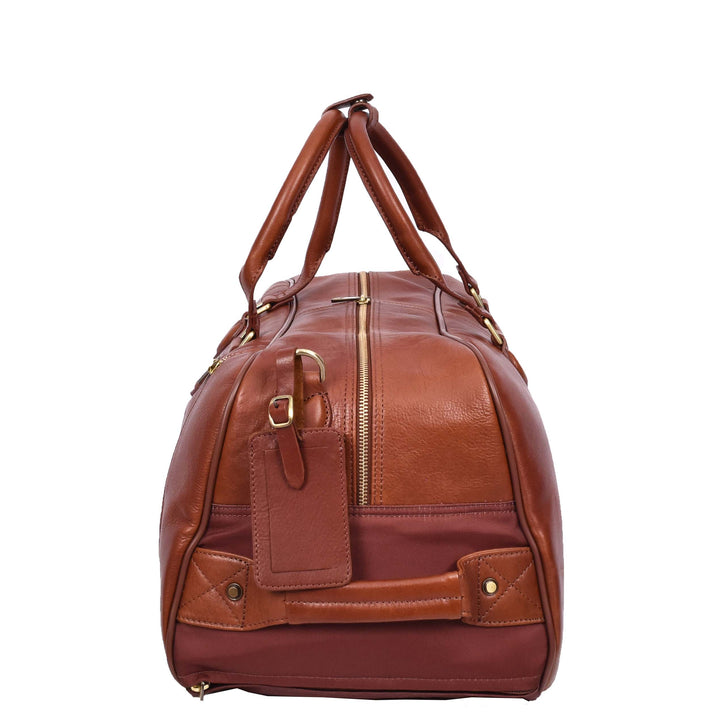 Genuine Leather Wheeled Holdall Duffel Weekend Overnight Bag Whitby Tan-6