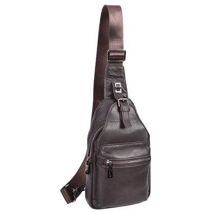 Real Leather Cross Body Chest Bag Phoenix Brown-3