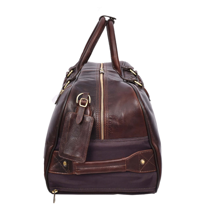 Genuine Leather Wheeled Holdall Duffel Weekend Overnight Bag Whitby Brown-7