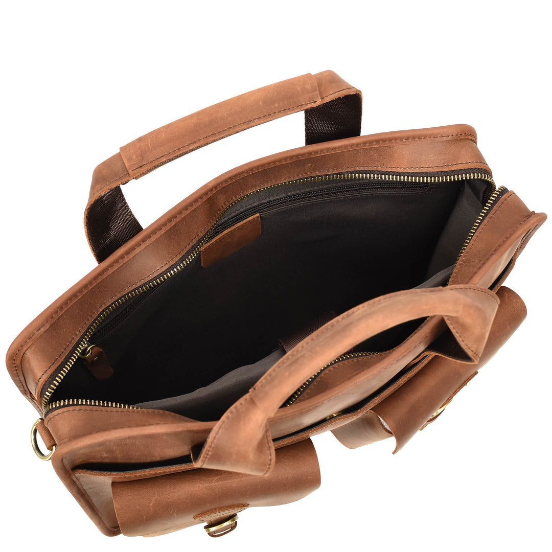 Men's Leather Briefcase Business Work Bag office Messenger Thorne Tan 6