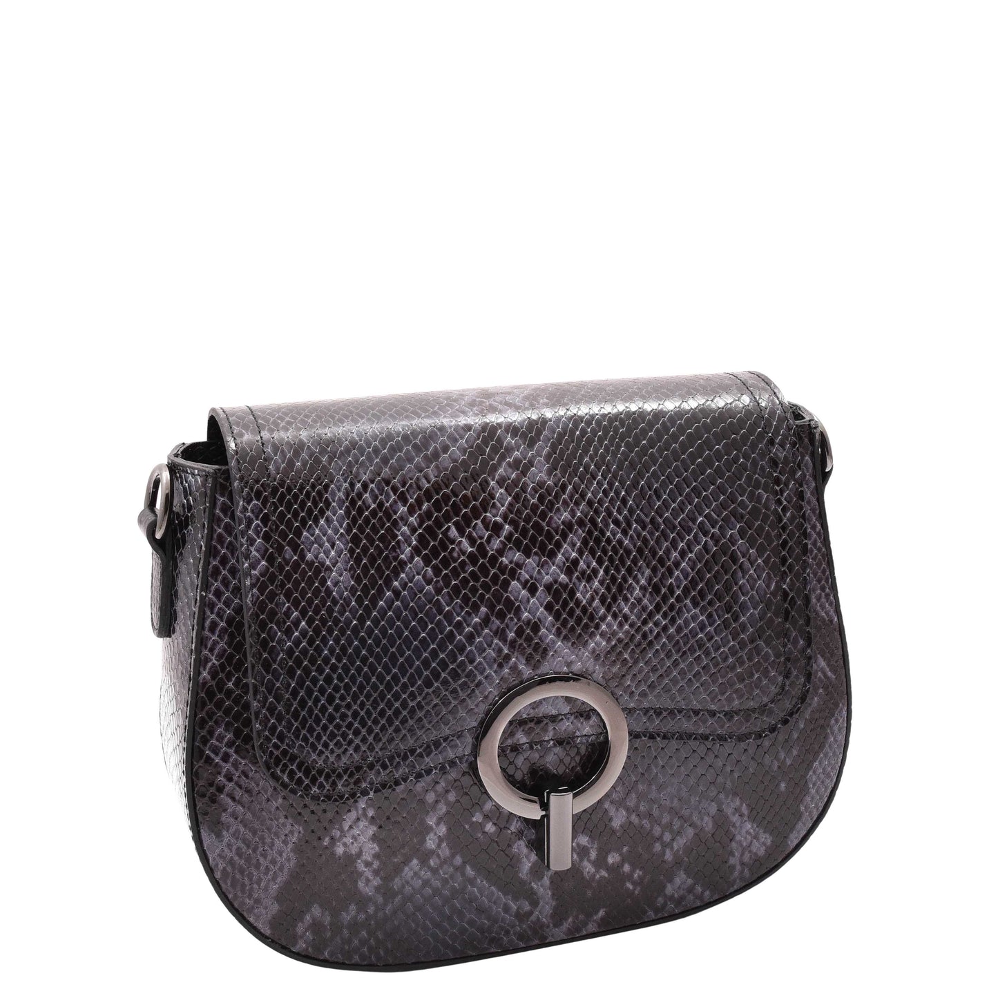 Leather Small Size Cross Body Bag for Women Snake Print Zora Navy 6