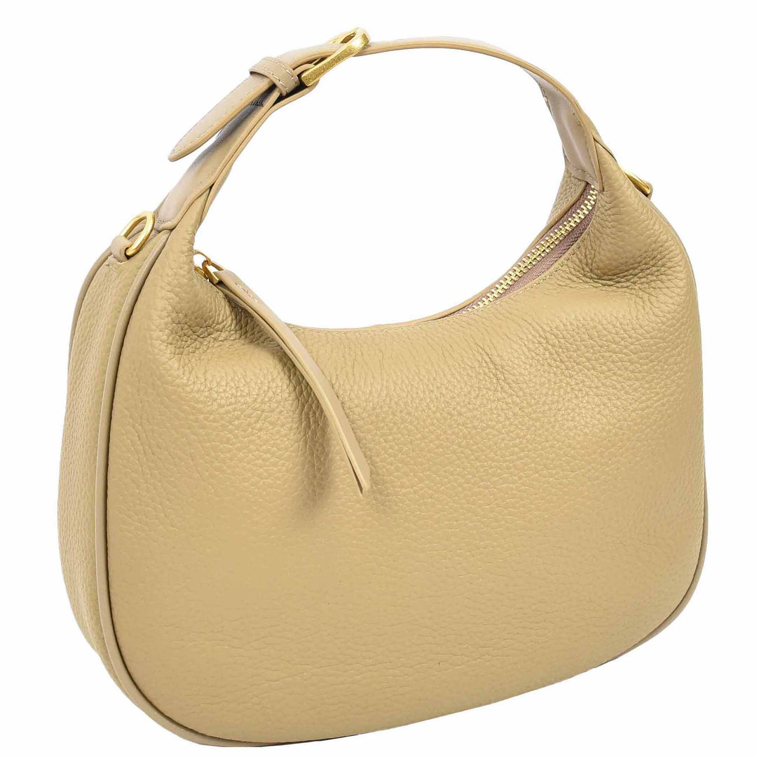 Women's Oval Shoulder Bag Leather Hobo Purse Dakota Tan 2