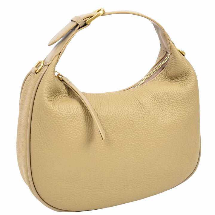 Women's Oval Shoulder Bag Leather Hobo Purse Dakota Tan 2