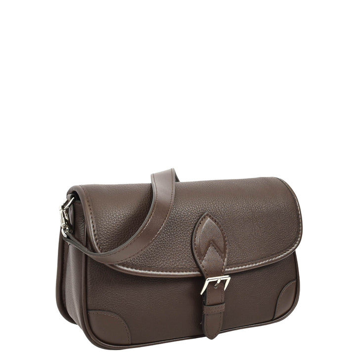 Women's Leather Classic Shoulder Bag Casual Style with Multiple Straps Capri Coffee