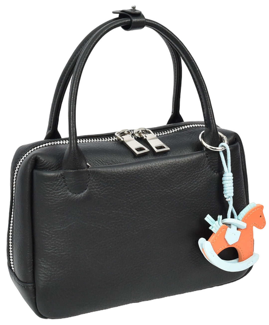 Womens Real Leather Handbag Small Top-Handle Style Beatrice Black-3