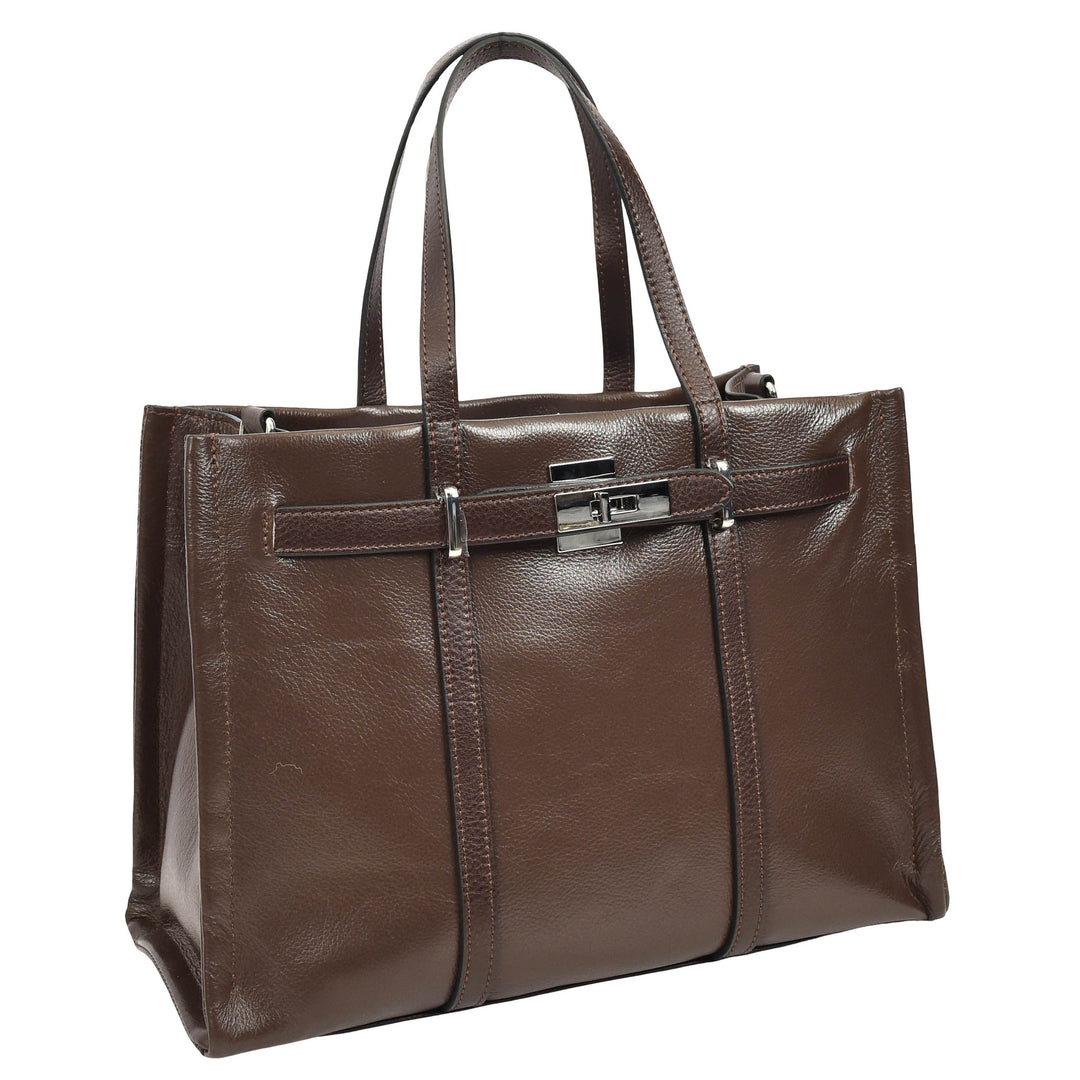 Women's Real Leather Handbag Detachable Strap Shoulder Bag Raven Coffee 4