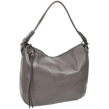 Womens Real Leather Hobo Style Handbag Diana Grey 2