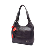 Womens Leather Shoulder Zip Opening Large Hobo Bag Kimberly Black 6