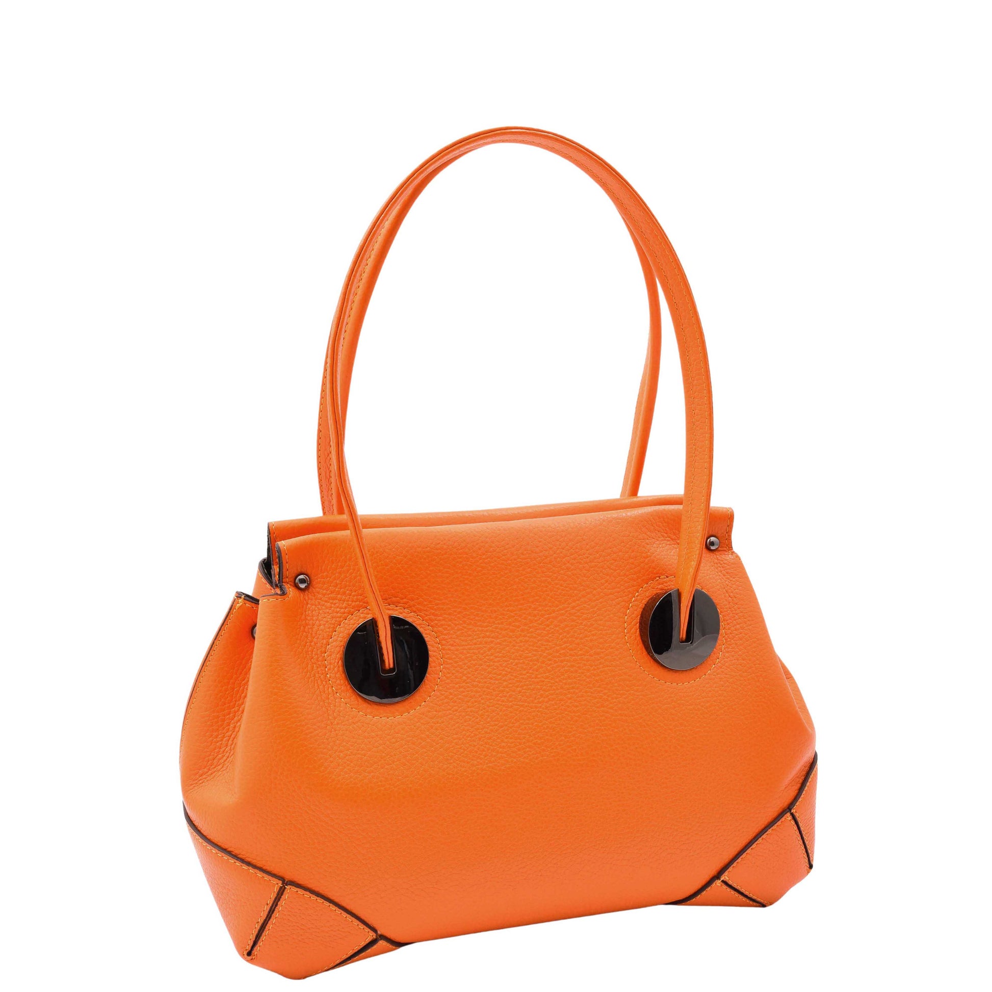 Leather Shoulder bag For Women Zip Medium Tote Handbag Susan Orange 6