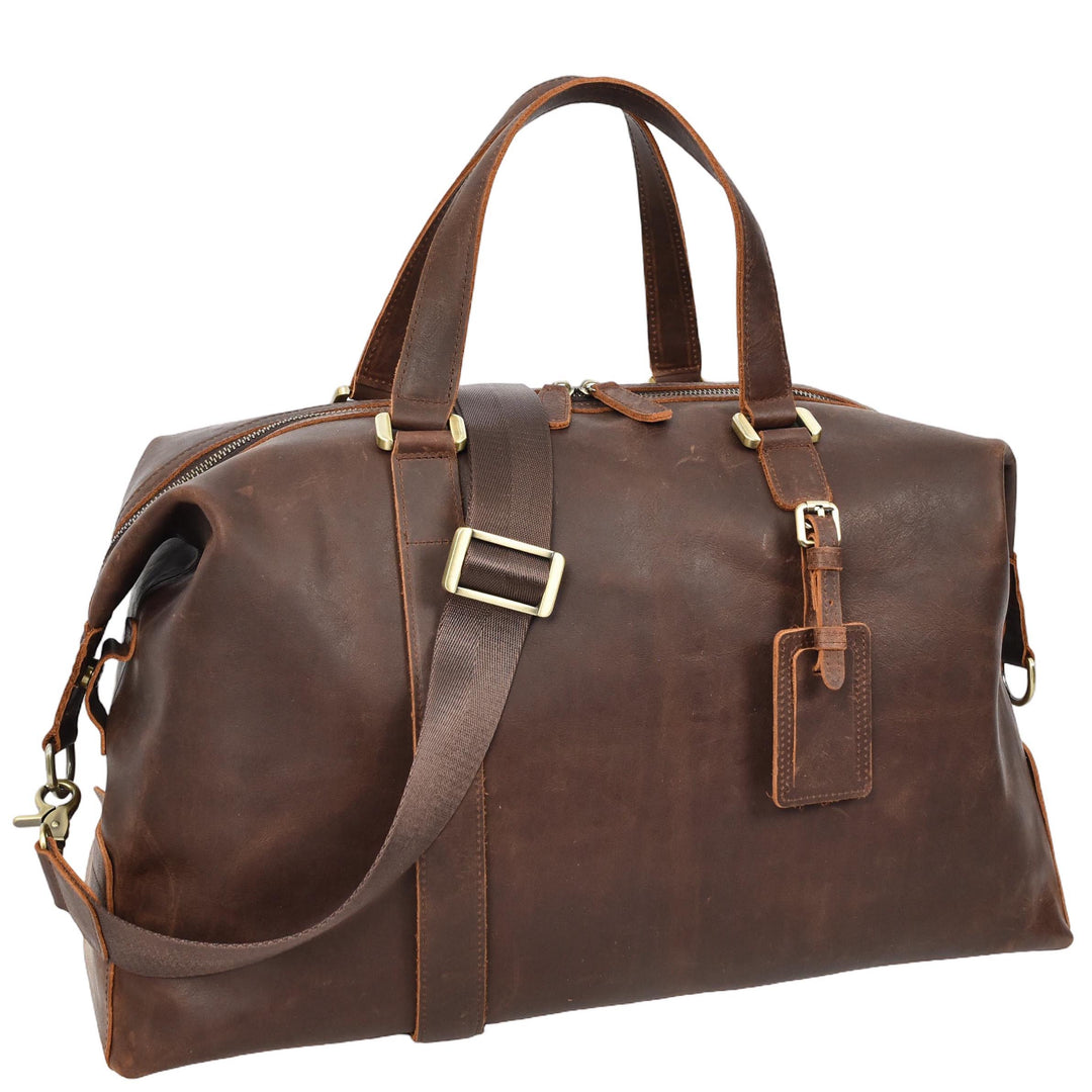 Leather Holdall Weekend Bag Aspen Rust Brown