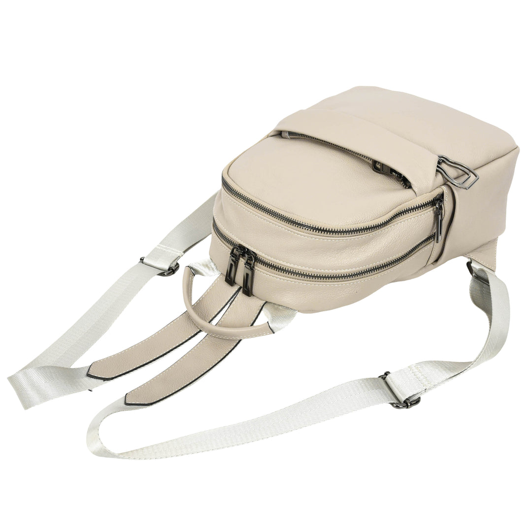 Women’s Organiser Rucksack Soft Leather Backpack Casual Daypack Kaia White 5