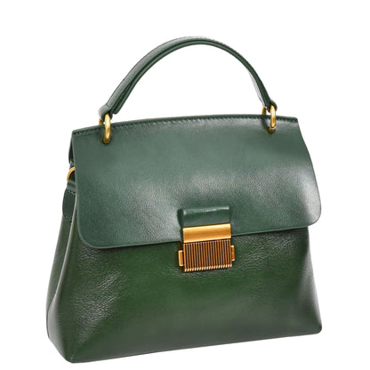 Womens Real Leather Small Handbag Gabriella Green 2