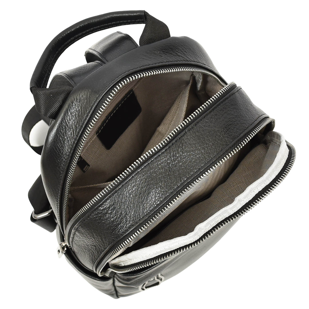 Women’s Organiser Rucksack Soft Leather Backpack Casual Daypack Kaia Black 6