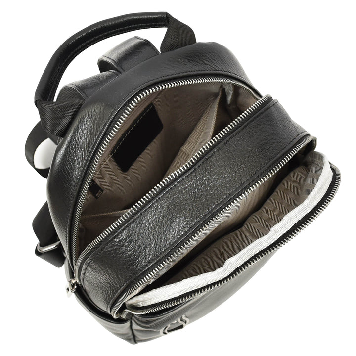 Women’s Organiser Rucksack Soft Leather Backpack Casual Daypack Kaia Black 6