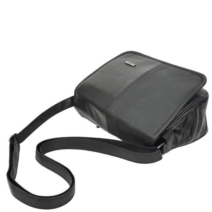 Womens Messenger Cross Body Leather Bag Medium HOL1591 Black 6