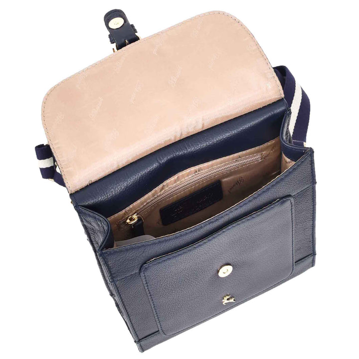 Womens Cross Body Leather Messenger Travel Bag HOL33 Navy 5