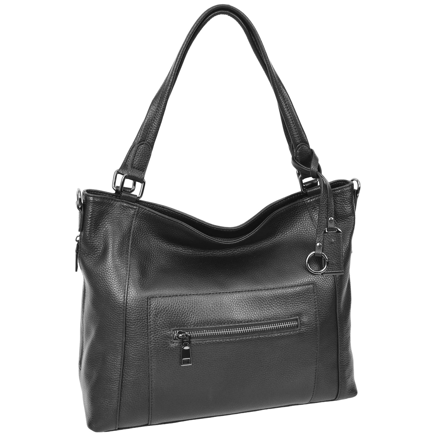 Womens Leather Tote Shoulder Handbag Evelyn Black 2