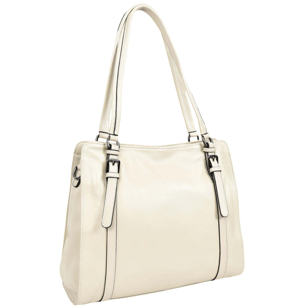 Women's Real Leather Shoulder Bag Classic 2-in-1 Adjustable Strap Timeless Design Hilda Taupe