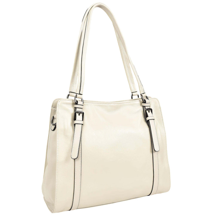Women's Real Leather Shoulder Bag Classic 2-in-1 Adjustable Strap Timeless Design Hilda Taupe