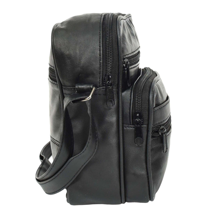 Soft Leather Man Bag Mens Cross Body Messenger Pouch HOL1541 Black 6