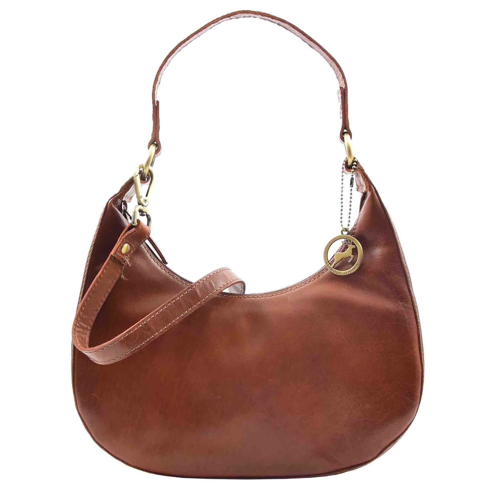 Womens Classic Leather Shoulder Hobo Bag Bruges Chestnut 4