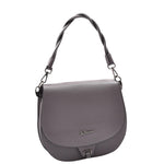 Womens Large Satchel Cross Body Leather Bag Zip Strap ALICIA Grey 6