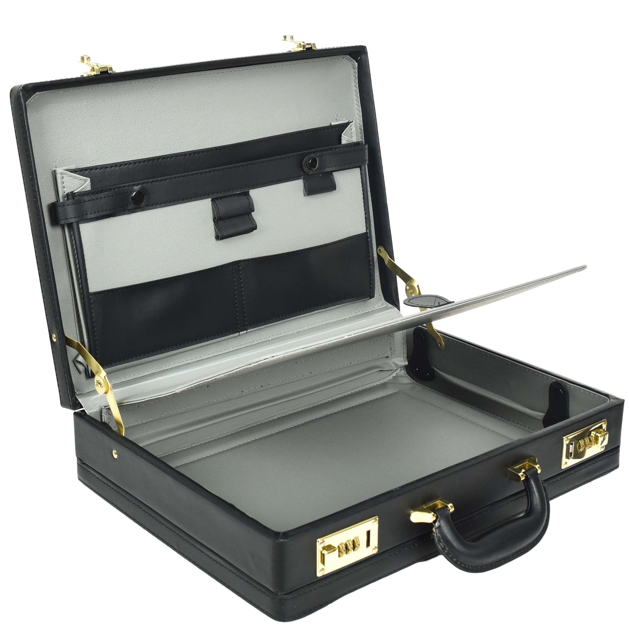 Leather Attache Case Combination Lock Expandable | House of Leather