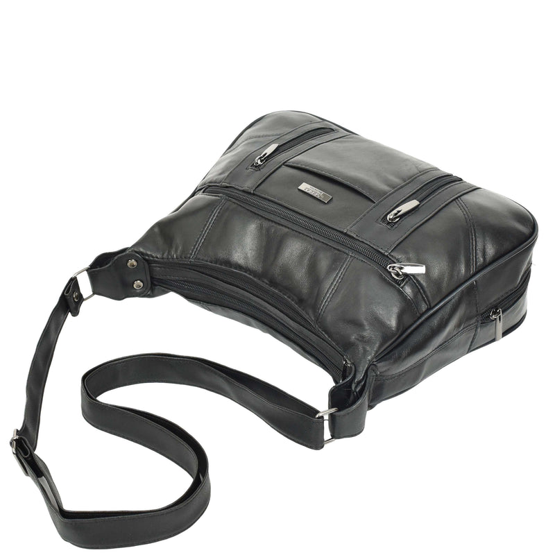 Real Leather Large Size Shoulder Bag Cross Body HOL0991 Black 6