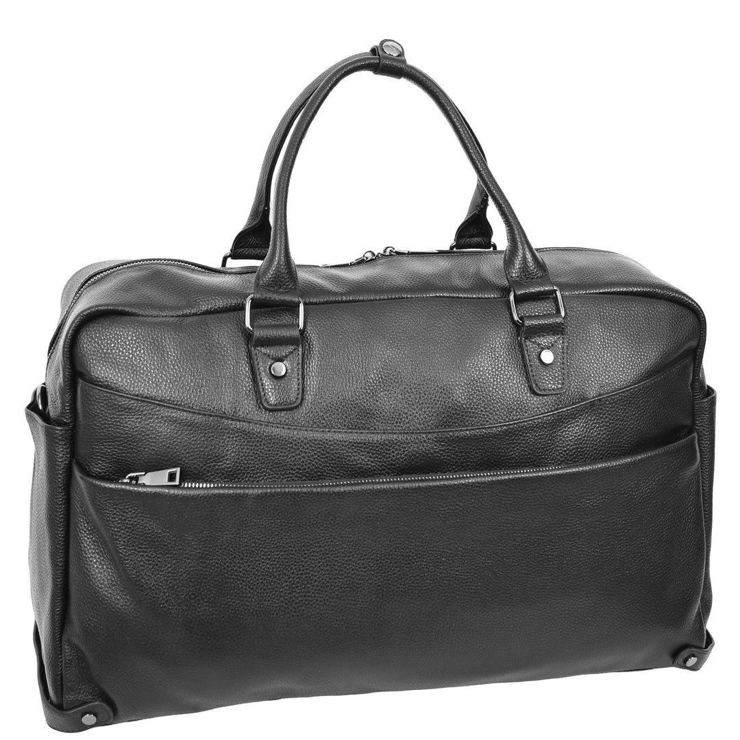 Leather Holdall Weekend Bag Langley Black 2