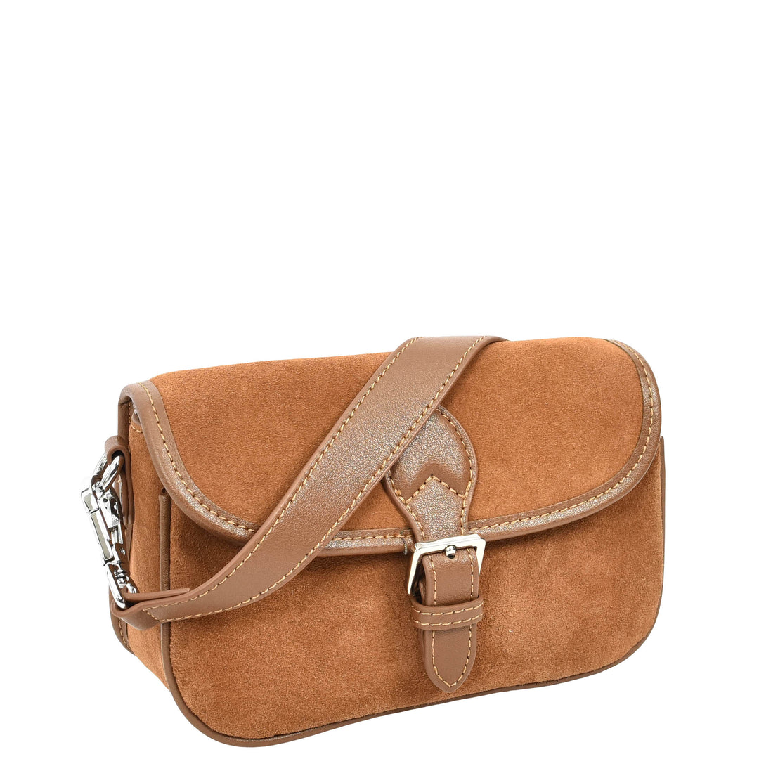 Women’s Real Suede Crossbody Bag Small Handbag Elodie Tan 8