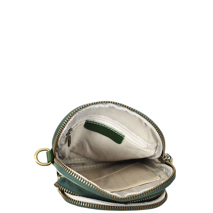 Womens Real Leather Sling Pouch Small Crossbody Bag Isobel Green