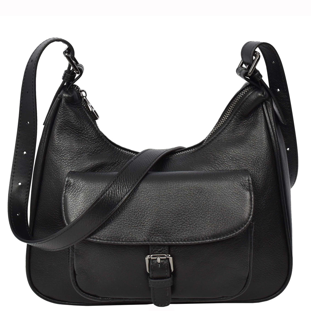 Womens Classic Genuine Leather Shoulder Bag Liora Black 6